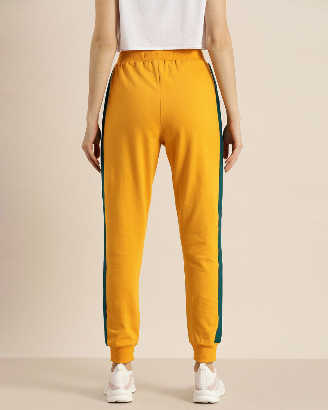 Shop Women's Yellow Solid Joggers-Back
