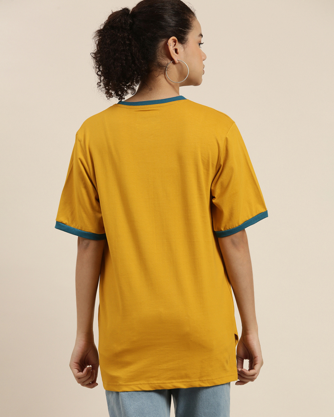 Shop Women's Yellow Typographic Oversized Fit T Shirt-Back