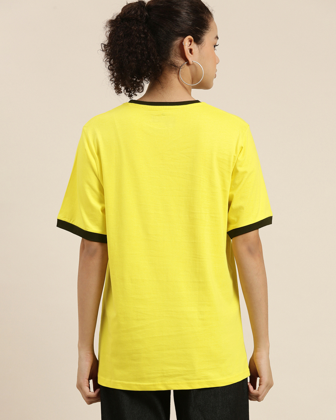 Shop Women's Yellow Typographic Oversized Fit T Shirt-Back