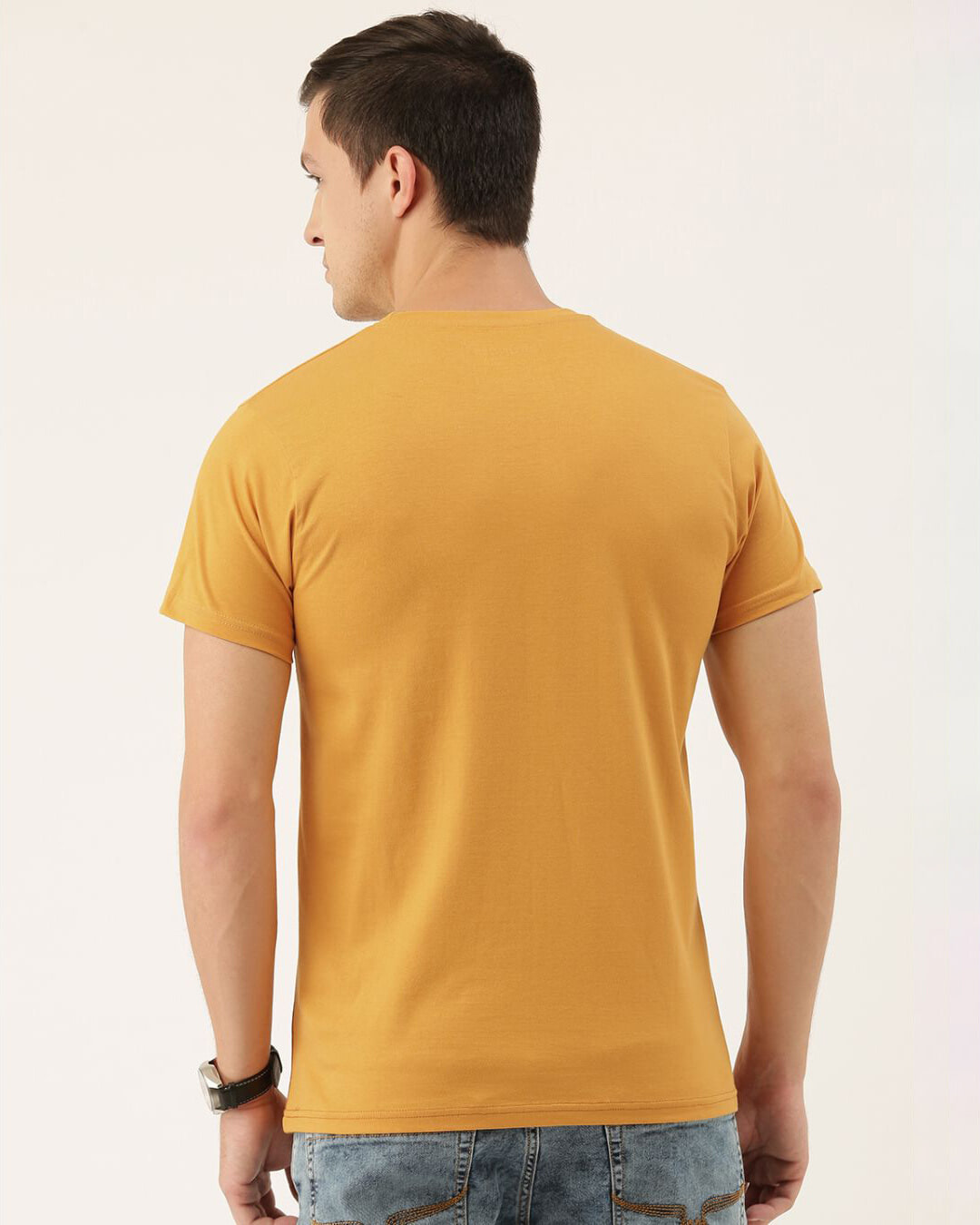 Shop Men's Yellow Colourblocked T-shirt-Back