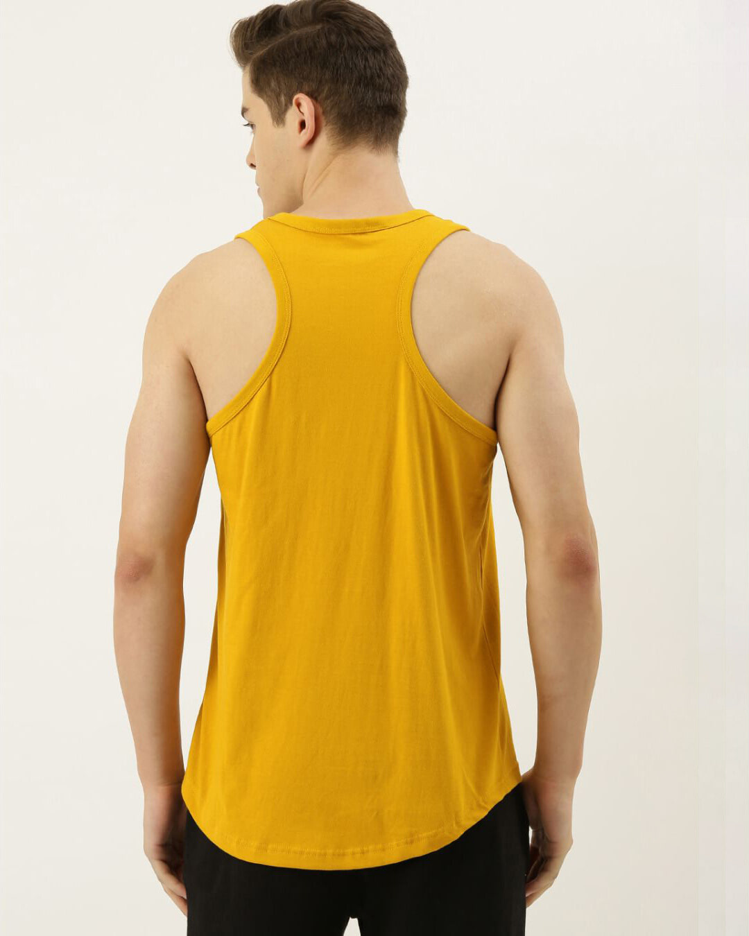 Shop Men's Yellow Solid Tank Top-Back