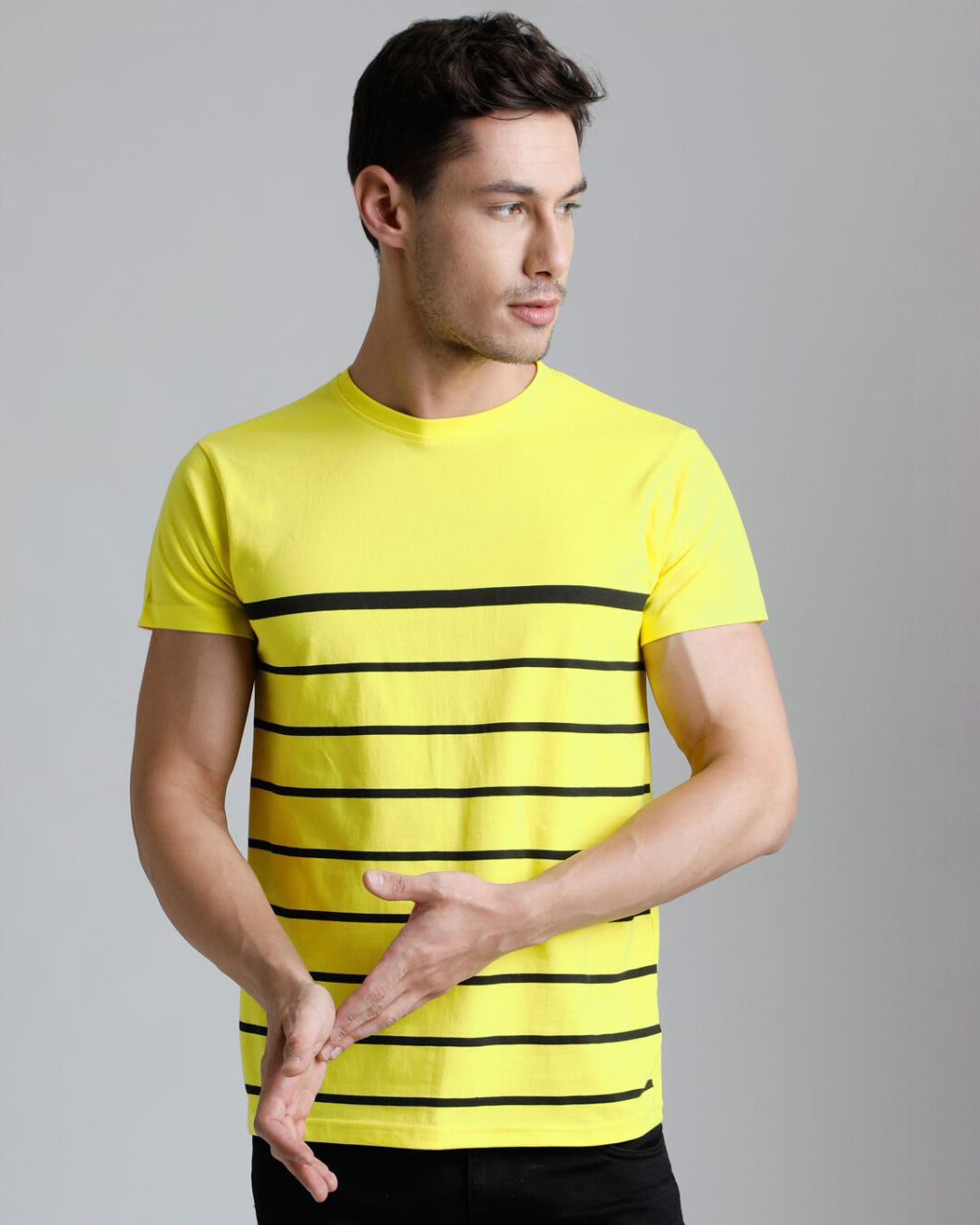 Buy Men's Yellow Striped T-shirt for Men Yellow Online at Bewakoof