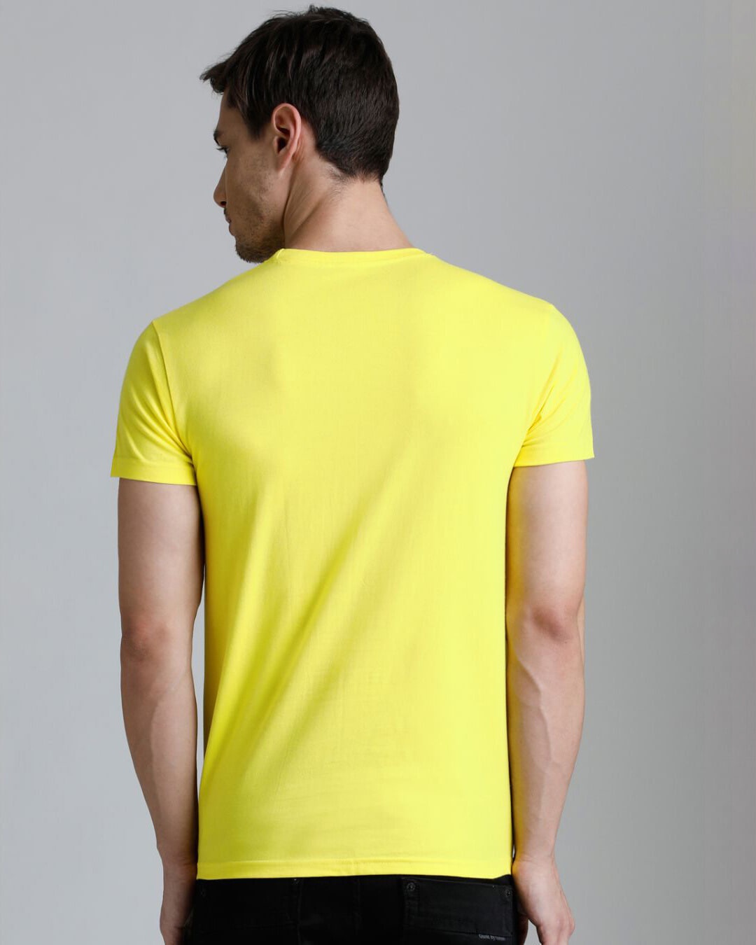 Shop Men's Yellow Striped Slim Fit T-shirt-Back