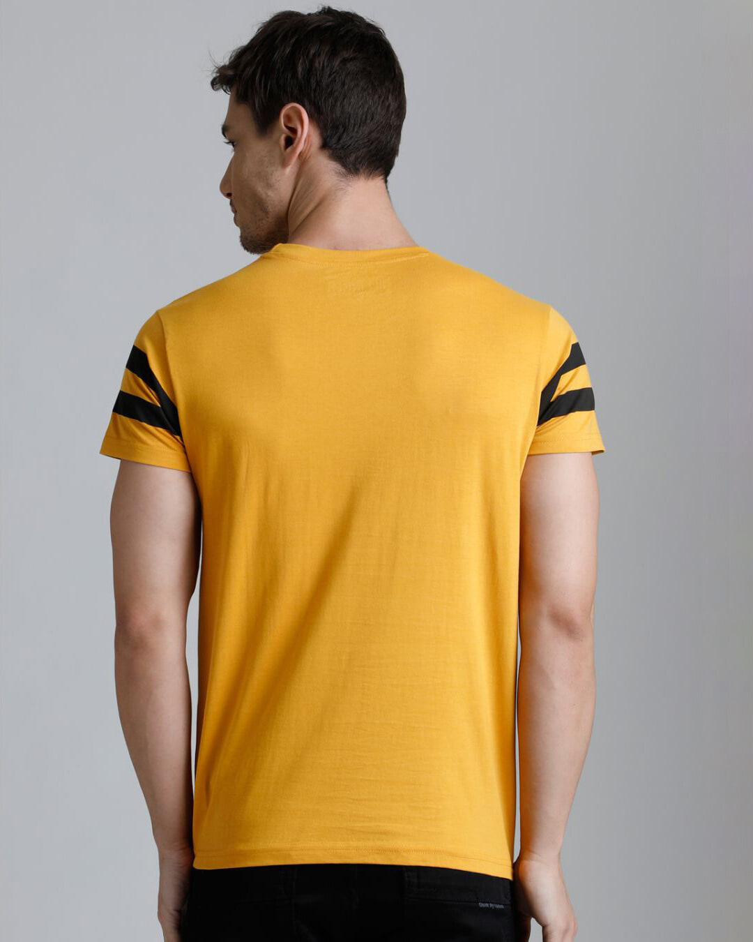 Shop Men's Yellow Striped T-shirt-Back