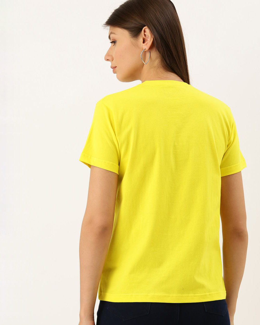 Shop Women's Yellow Typography T-shirt-Back