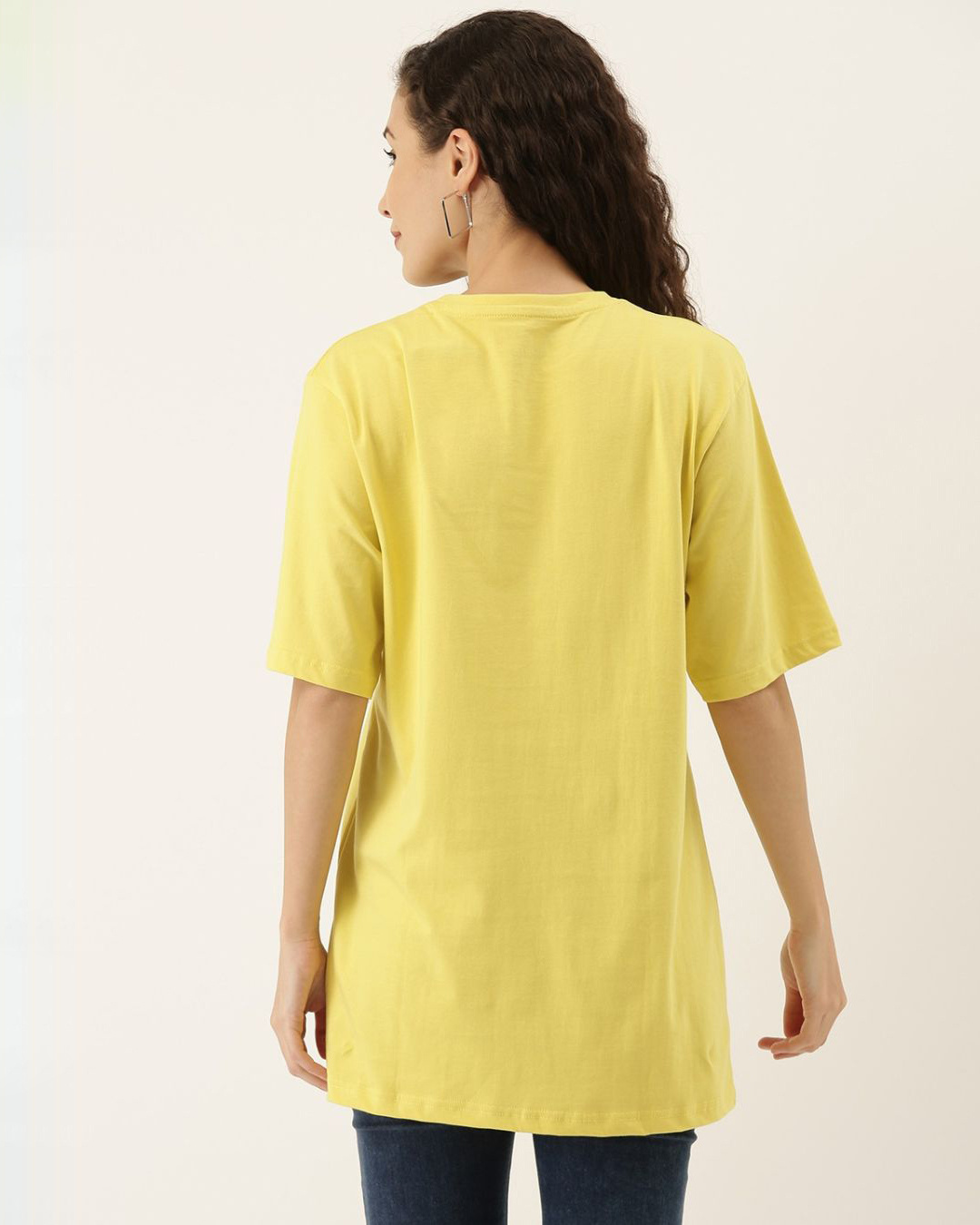 Shop Women's Yellow Typography T-shirt-Back