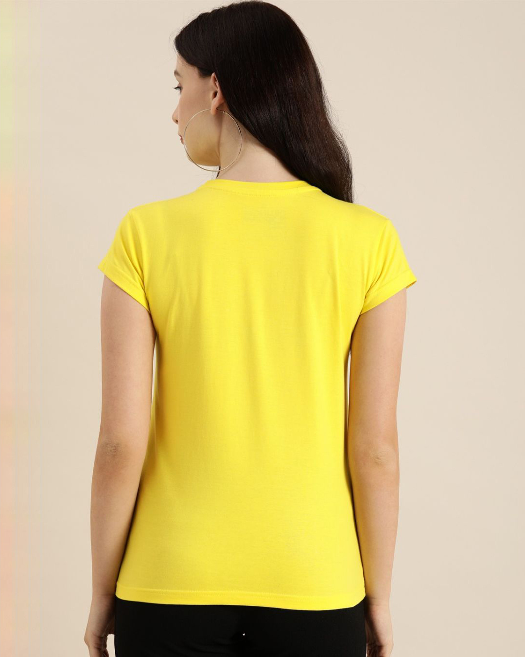 Shop Yellow Typography T Shirt-Back