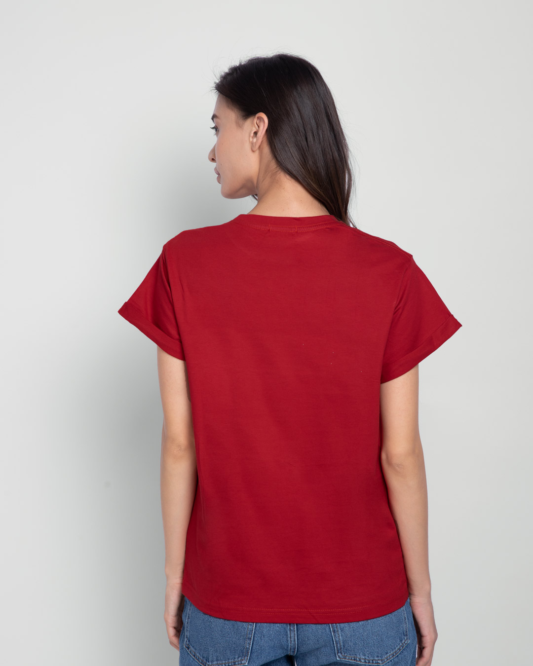 Shop Disco Dandiya Boyfriend T-Shirt Bold Red-Back
