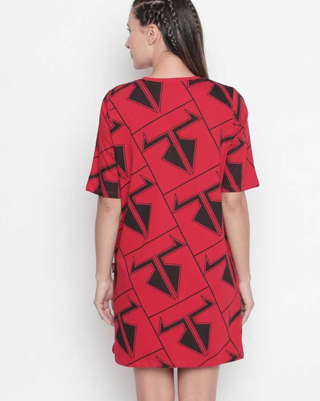 Shop Graphic Print Red Dress For Women-Back