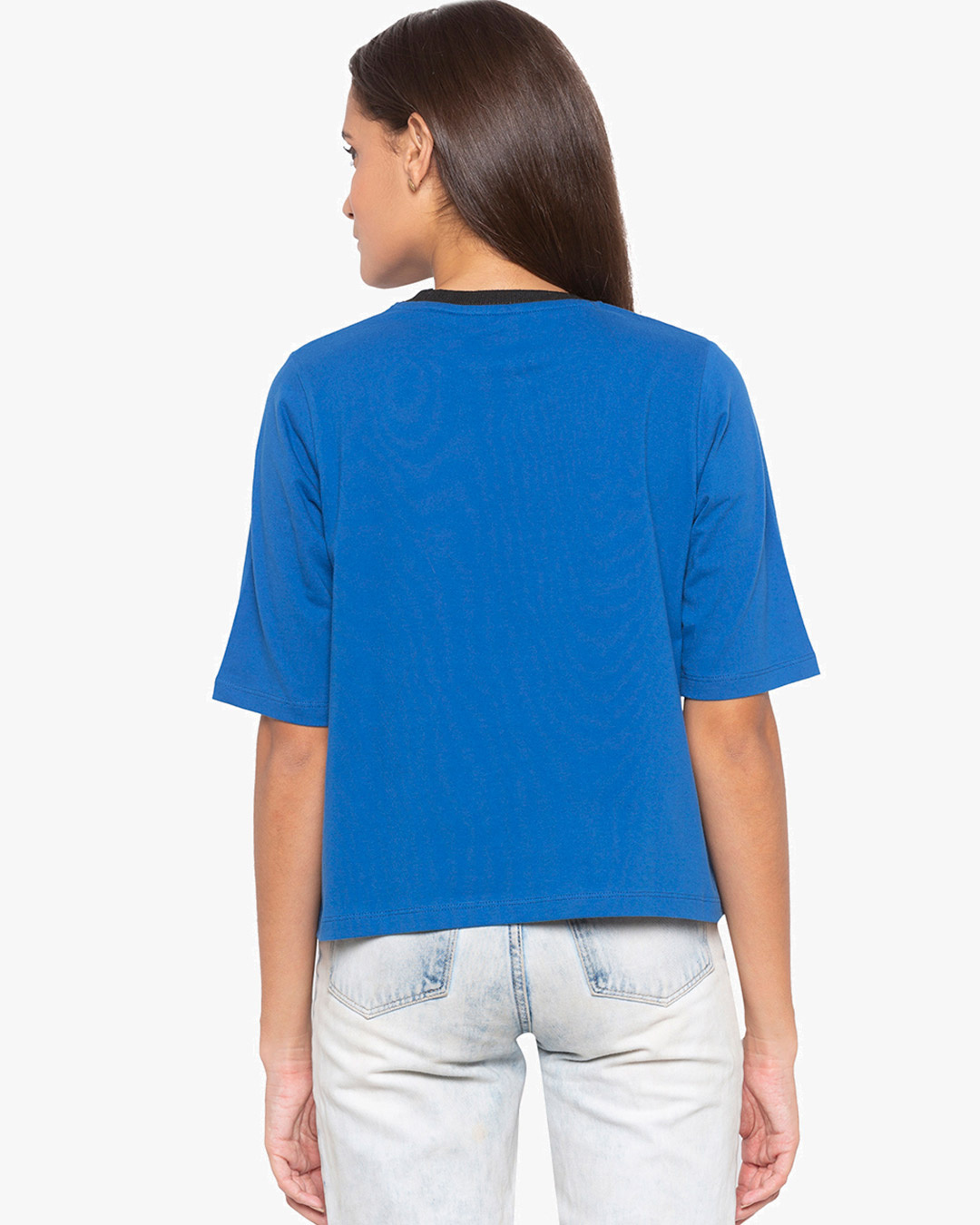Shop Royal Blue Boxy Slogan T Shirt For Womens-Back