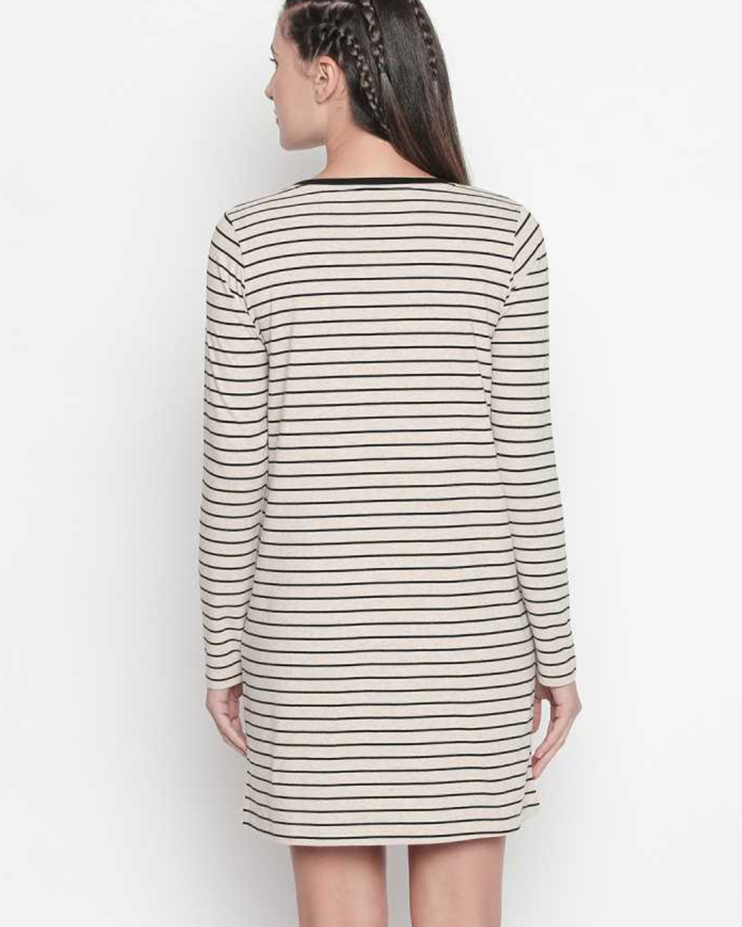 Shop Striped Beige Dress For Women-Back