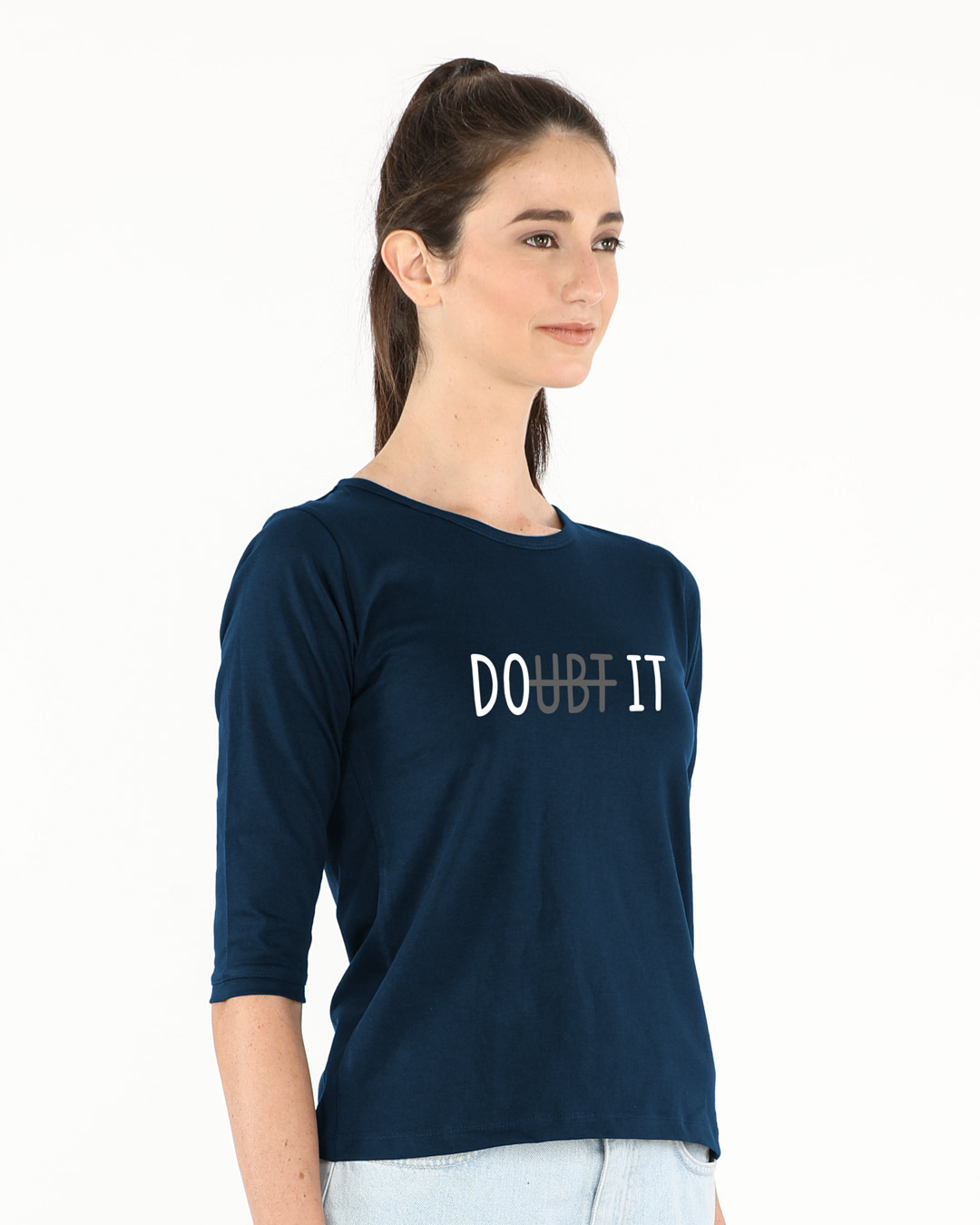 Shop Do It Round Neck 3/4th Sleeve T-Shirt-Back