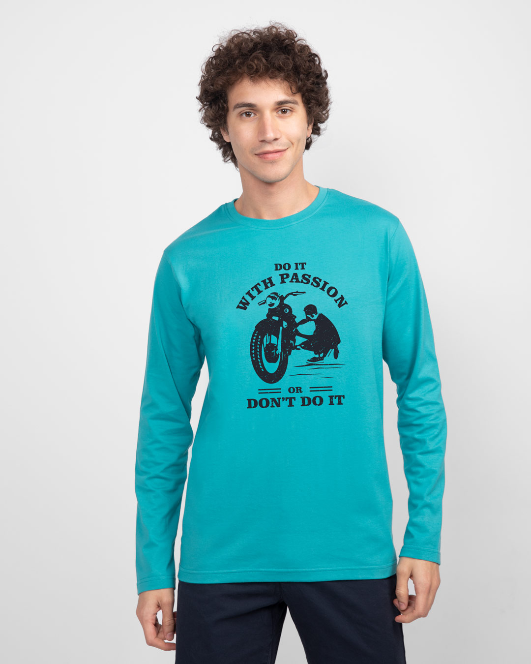 Shop Do It With Passion Full Sleeve T-Shirt Tropical Blue-Back