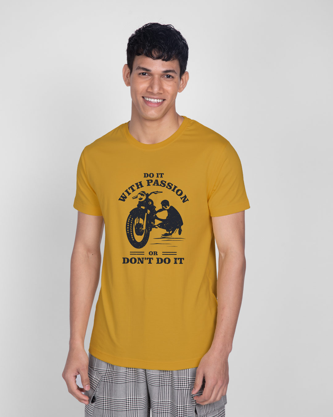 Shop Do It With Passion Half Sleeve T-Shirt Mustard Yellow -Back