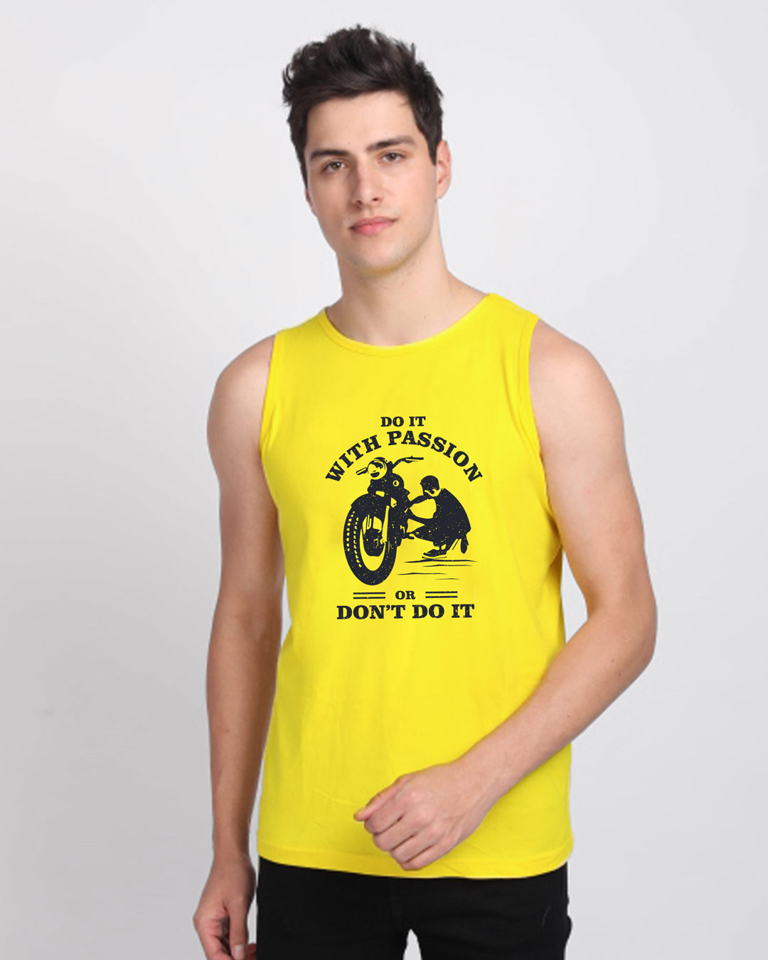Shop Do It With Passion Round Neck Vest Pineapple Yellow -Back