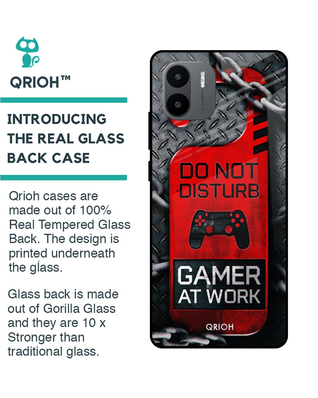 Shop Do Not Disturb Typography Premium Glass Case for Redmi A1 (Shock Proof,Scratch Resistant)-Back