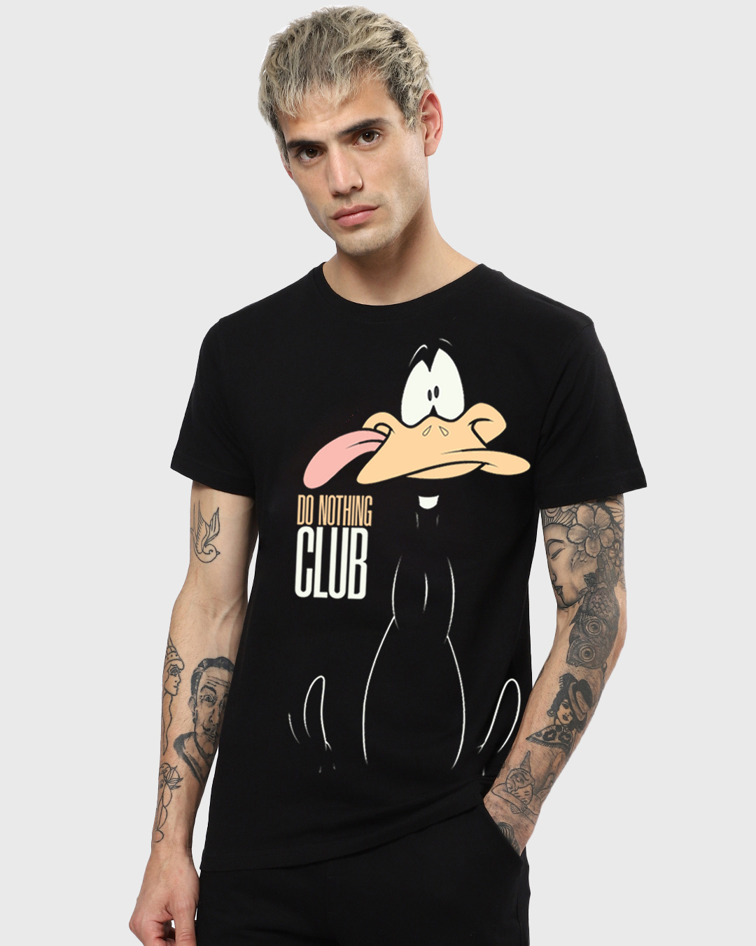 Buy Men's Black Do Nothing Club Graphic Printed T-shirt Online at Bewakoof