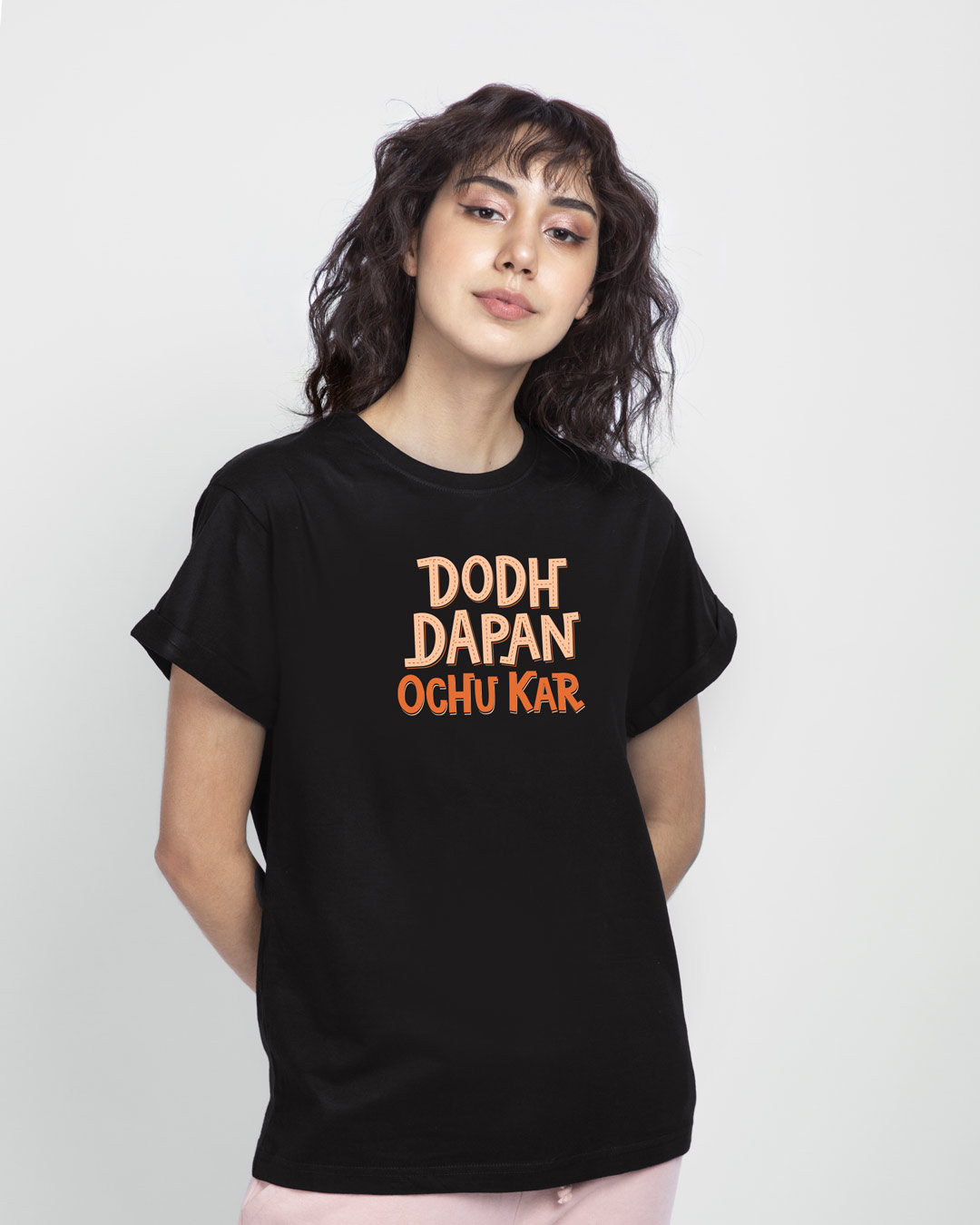 Shop Dodh Dapan Boyfriend T-Shirt-Back