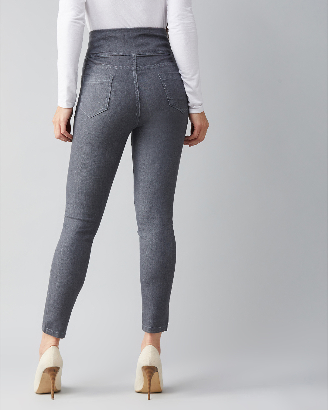 Shop Women's Grey Skinny Fit Jeggings-Back
