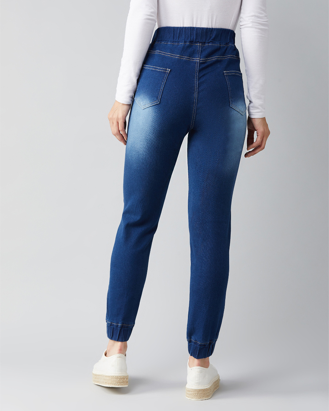 Shop Women's Blue Relaxed Fit Joggers-Back