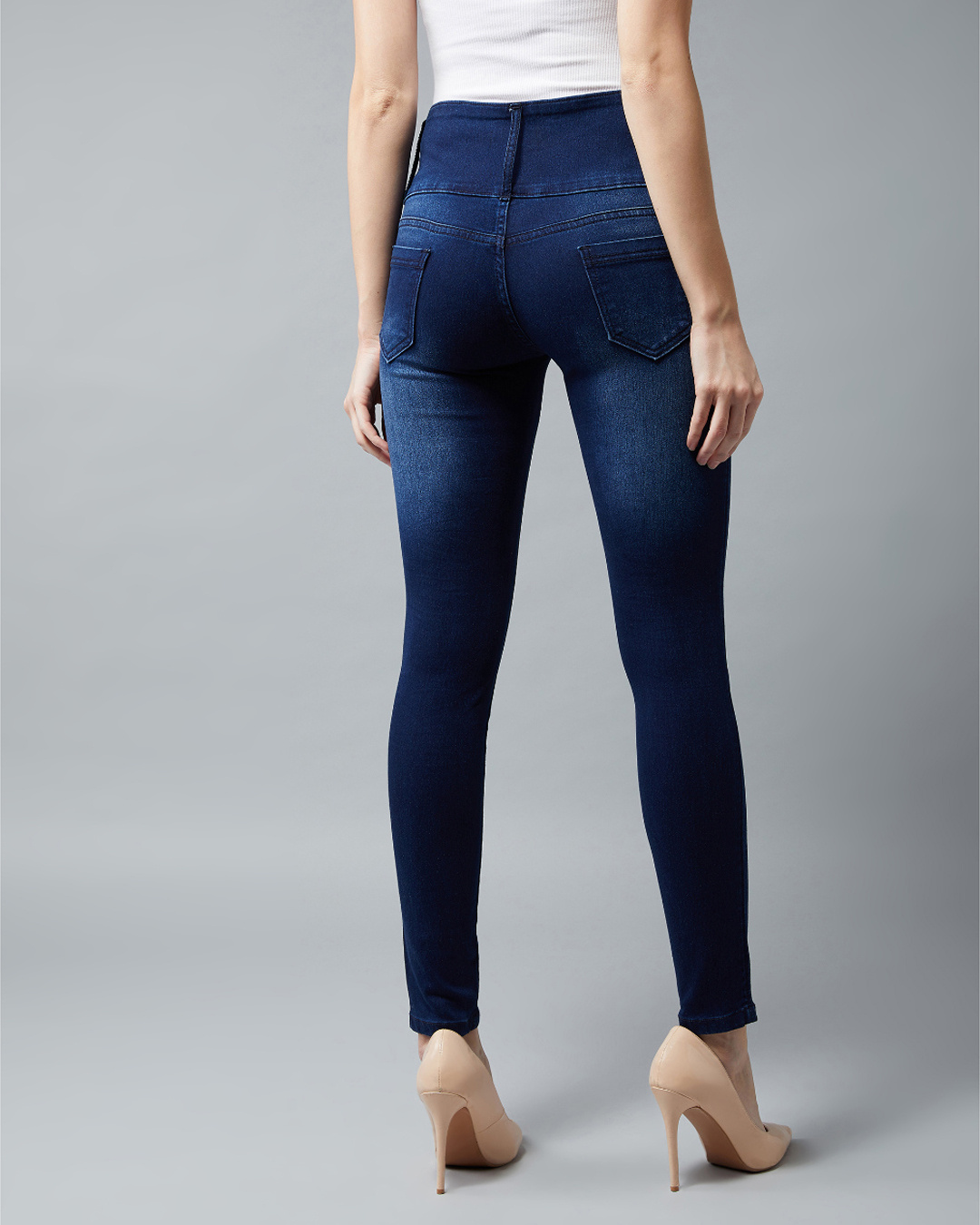 Shop Women's Blue Skinny Fit Jeggings-Back