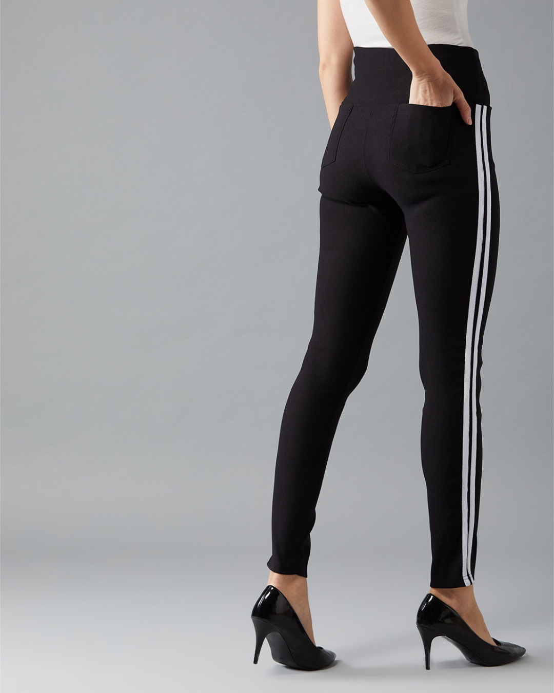 Shop Women's Black Slim Fit Treggings-Back