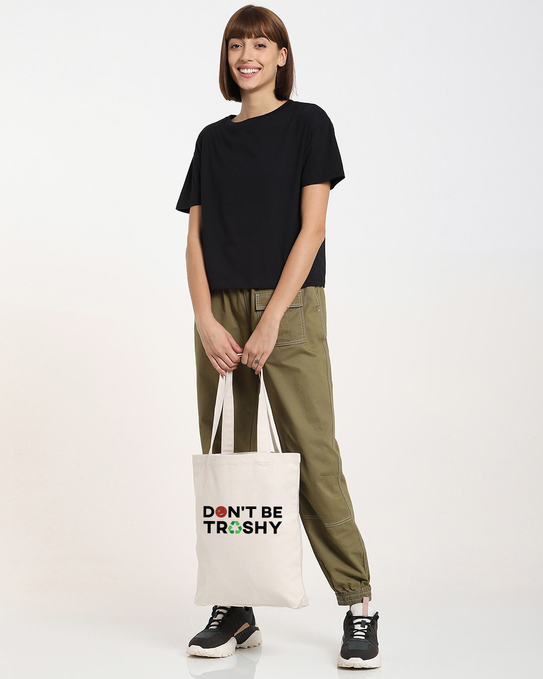 Shop Don't Be Trashy Printed Tote Bag-Back