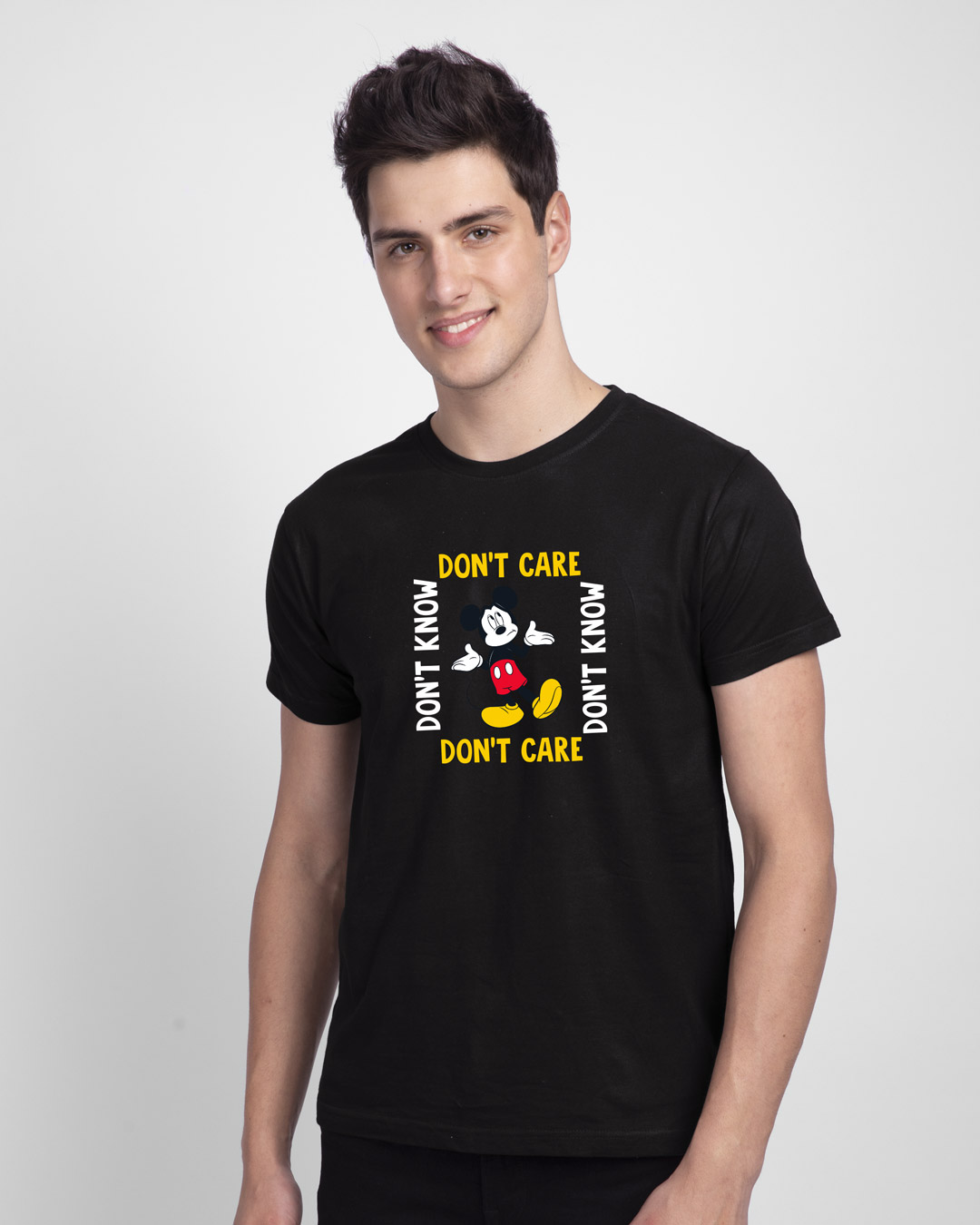 Shop Don't Care Mickey Half Sleeve T-Shirt (DL) Black-Back