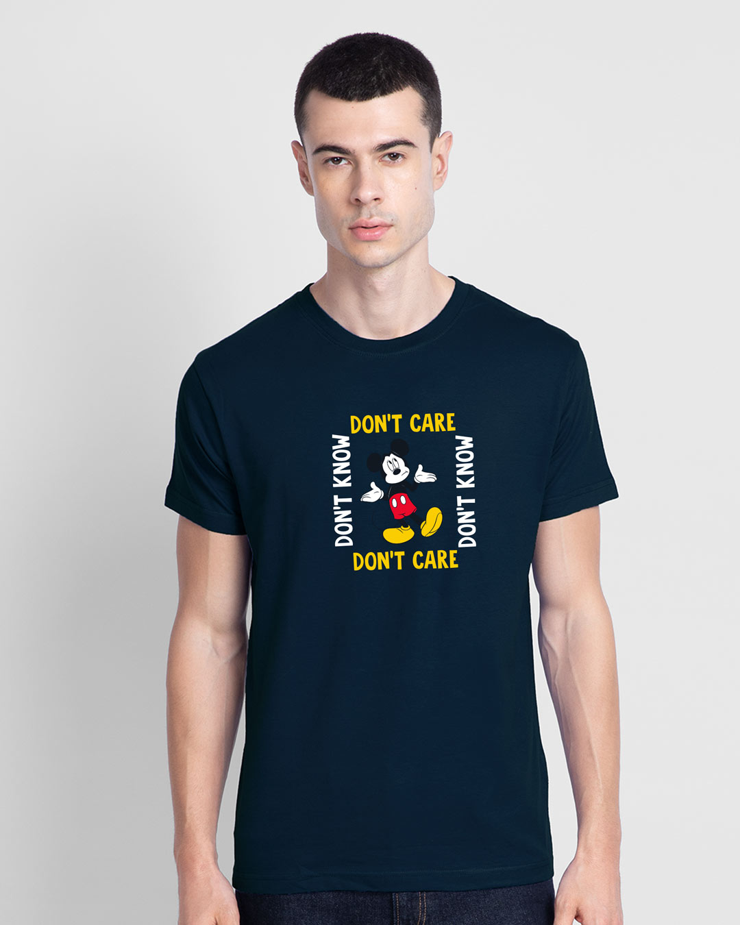Shop Don't Care Mickey Half Sleeve T-Shirt (DL) Navy Blue-Back