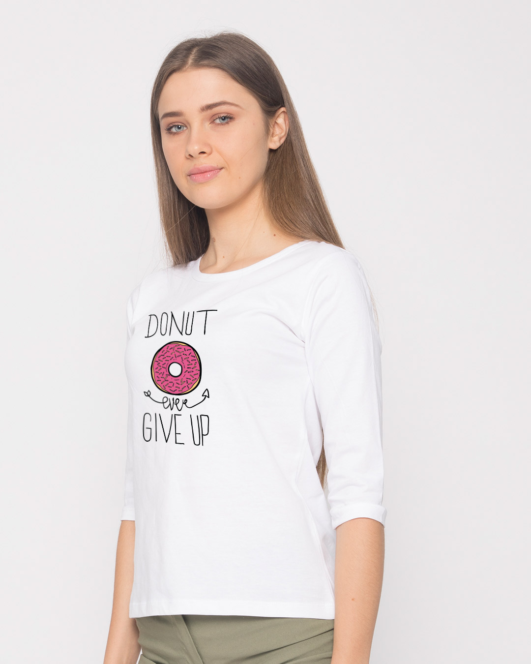 Shop Don't Give Up Round Neck 3/4th Sleeve T-Shirt-Back