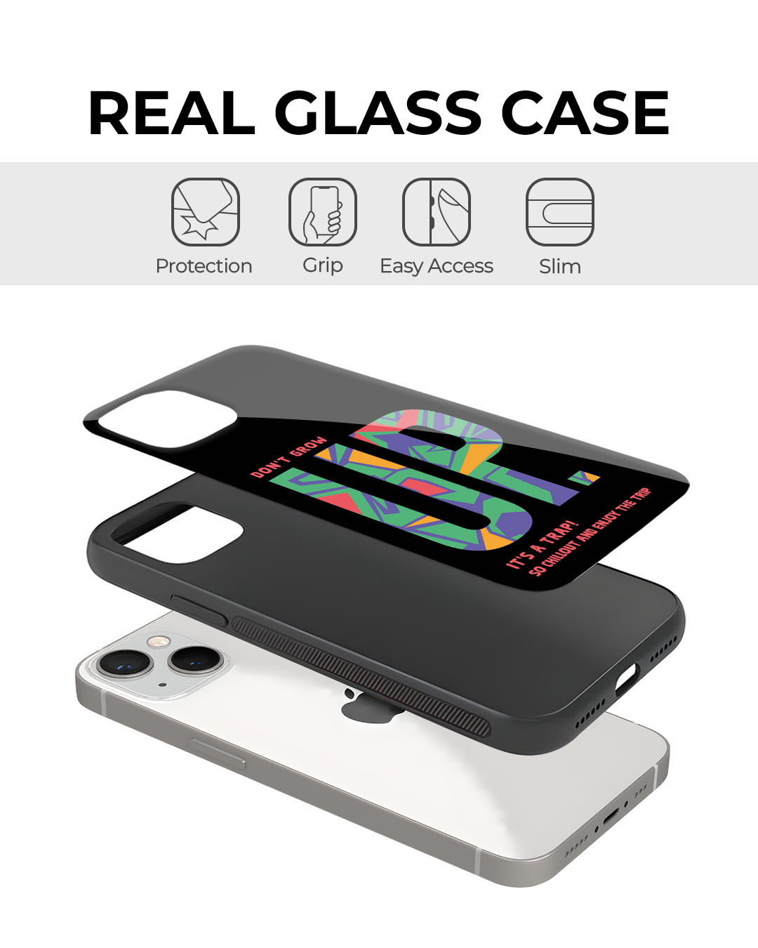 Shop Don't Grow Up Premium Glass Cover for Redmi Note 9 Pro Max-Back