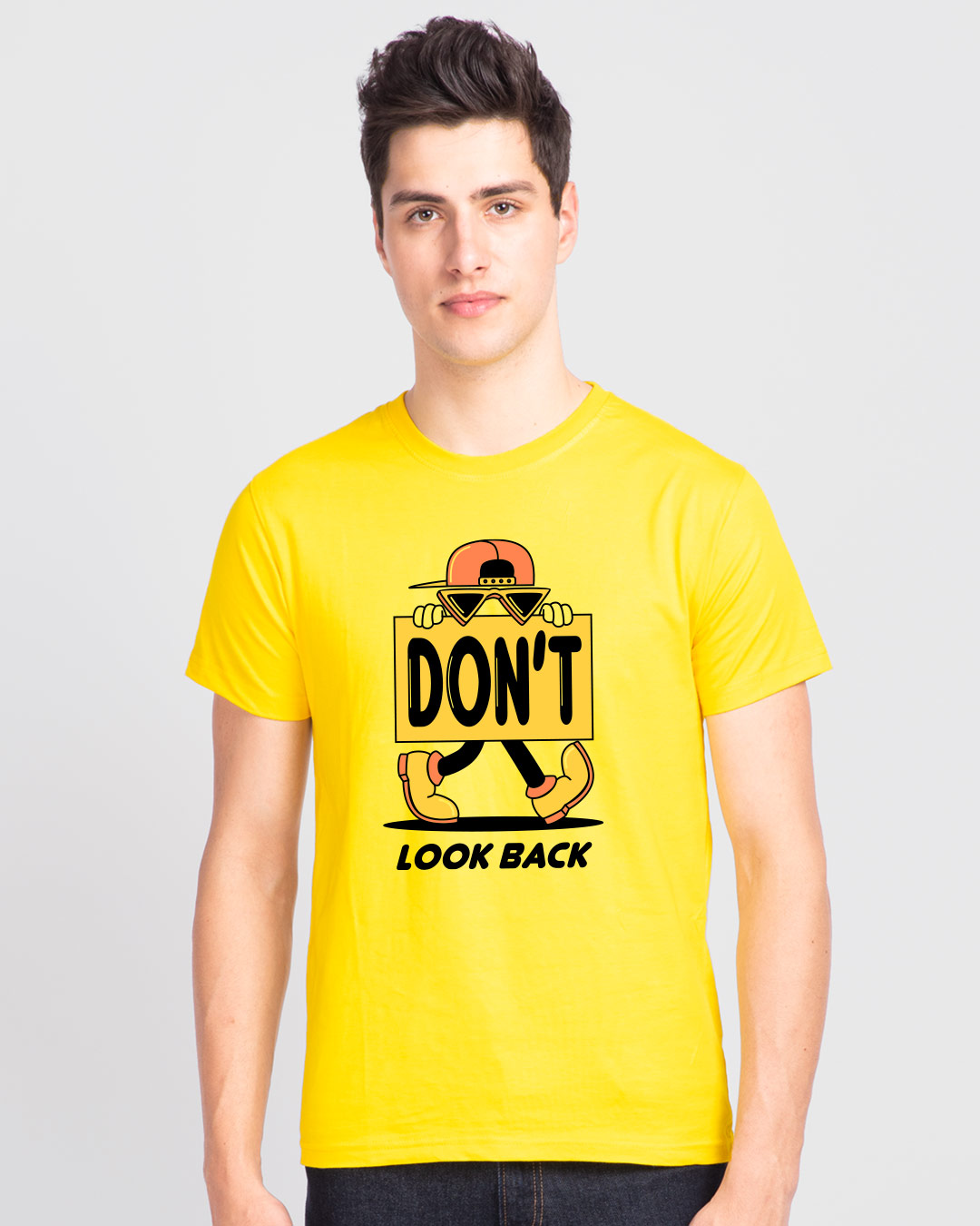 Shop Don't Look Back Walk Half Sleeve T-Shirt Pineapple Yellow-Back