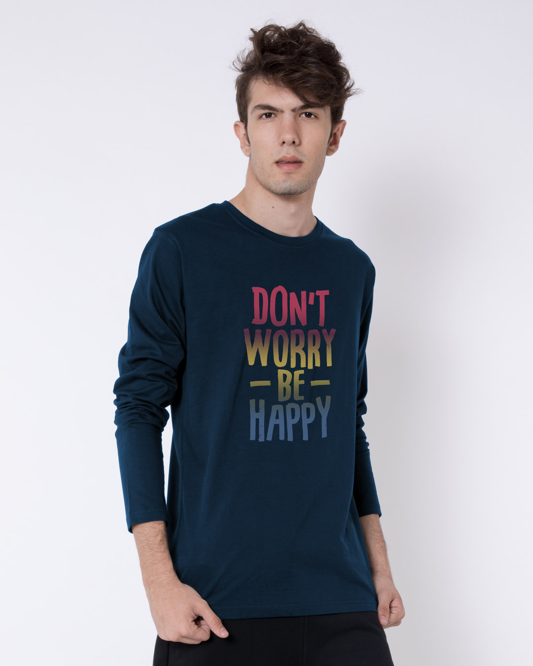 Shop Don't Worry Just Be Happy Full Sleeve T-Shirt-Back