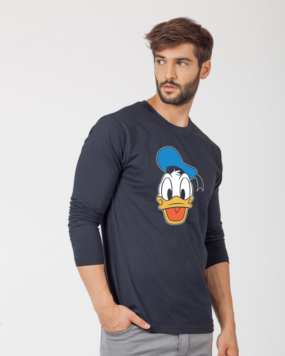 Shop Donald Face Full Sleeve T-Shirt (DL)-Back
