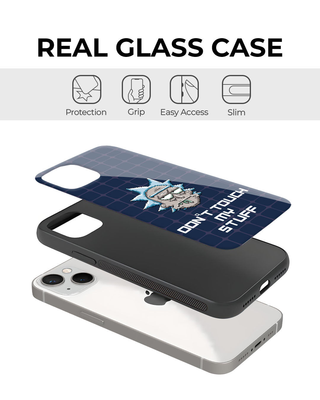 Shop Dont Touch My Stuff Premium Glass Cover for Apple iPhone 13-Back