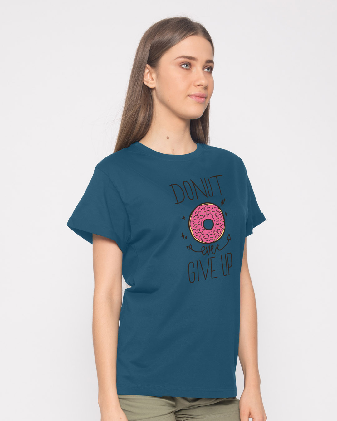Shop Donut Ever Give Up Boyfriend T-Shirt-Back