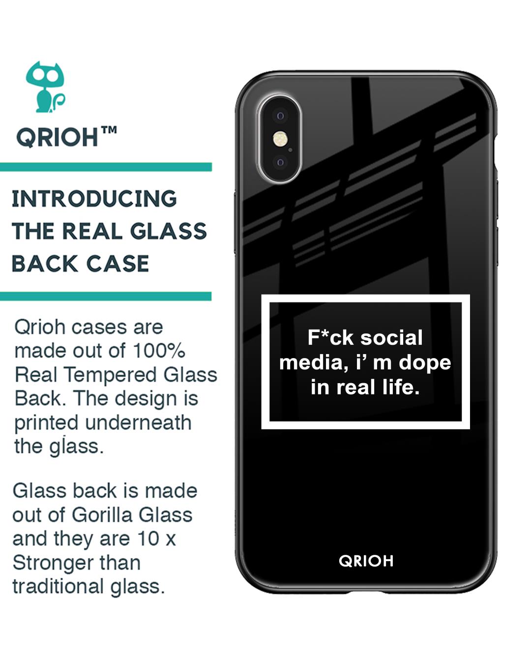 Shop Dope In Life Typography Premium Glass Cover For iPhone XS (Impact Resistant, Matte Finish)-Back