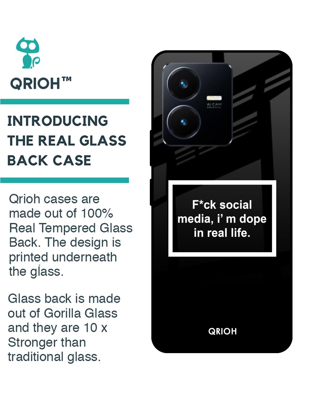 Shop Dope In Life Typography Premium Glass Case for Vivo Y22 (Shock Proof,Scratch Resistant)-Back