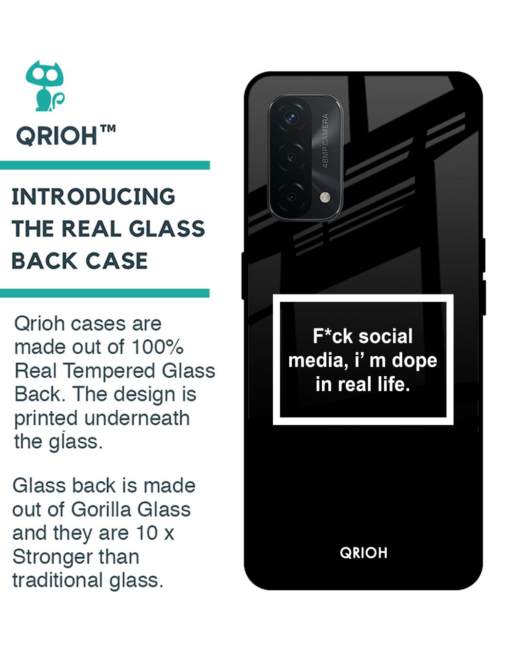 Shop Dope In Life Typography Premium Glass Cover For Oppo A74 (Impact Resistant, Matte Finish)-Back