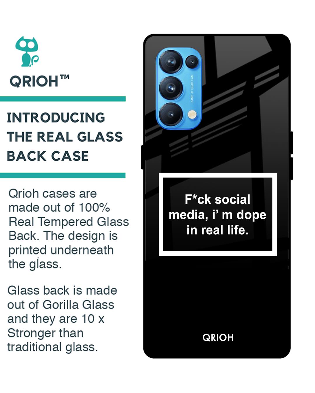 Shop Dope In Life Typography Premium Glass Cover For Oppo Reno 5 Pro (Impact Resistant, Matte Finish)-Back