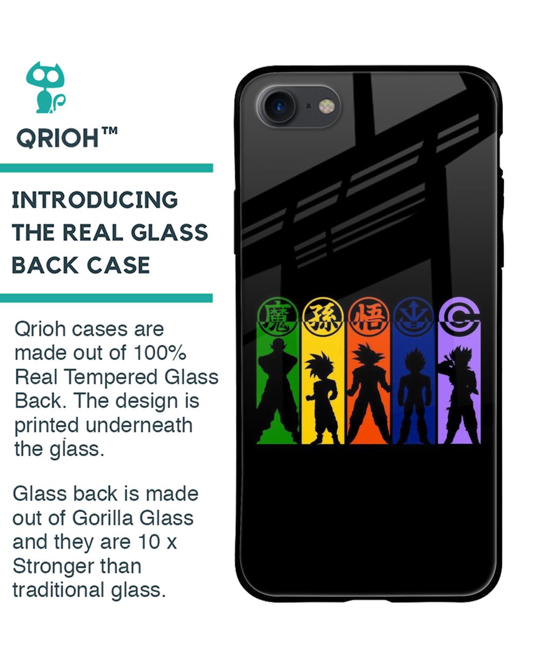 Shop Dragon Ball Z Silhouette Premium Glass Case for Apple iPhone SE 2020(Shock Proof,Scratch Resistant)-Back