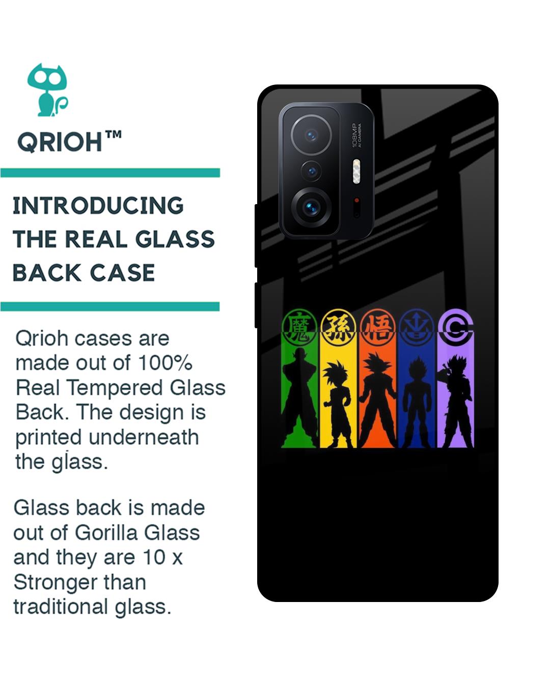 Shop Dragon Ball Z Silhouettes Premium Glass Case for Mi 11T Pro 5G (Shock Proof,Scratch Resistant)-Back