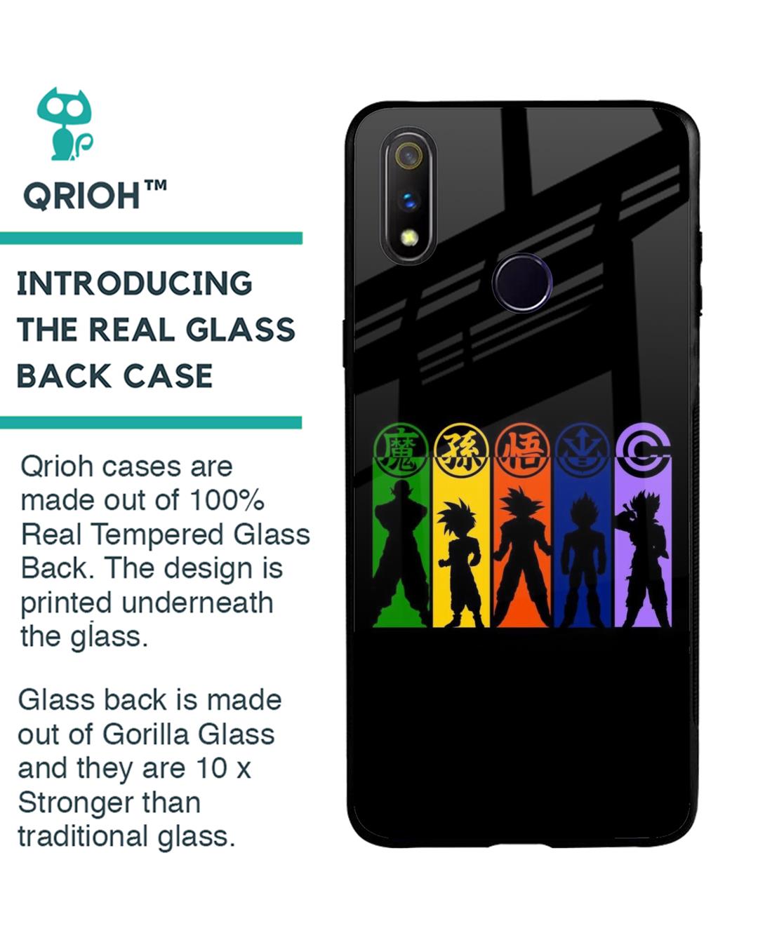 Shop Dragon Ball Z Silhouettes Premium Glass Case for Realme 3 Pro (Shock Proof, Scratch Resistant)-Back
