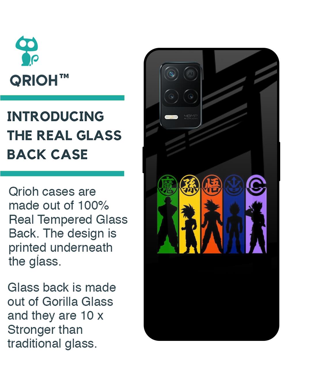 Shop Dragon Ball Z Silhouettes Premium Glass Case for Realme 8 5G (Shock Proof,Scratch Resistant)-Back
