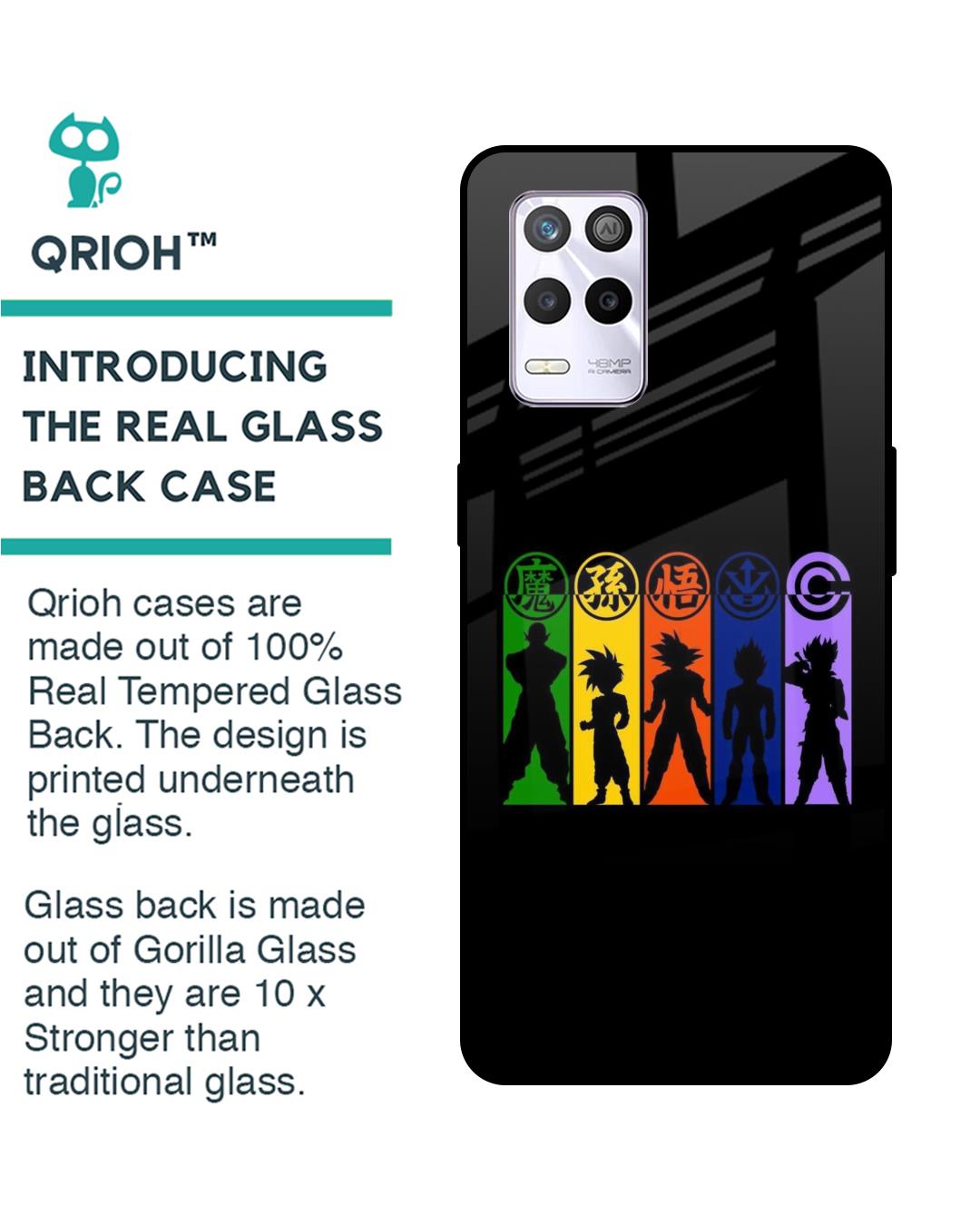Shop Dragon Ball Z Silhouettes Premium Glass Case for Realme 9 5G(Shock Proof, Scratch Resistant)-Back