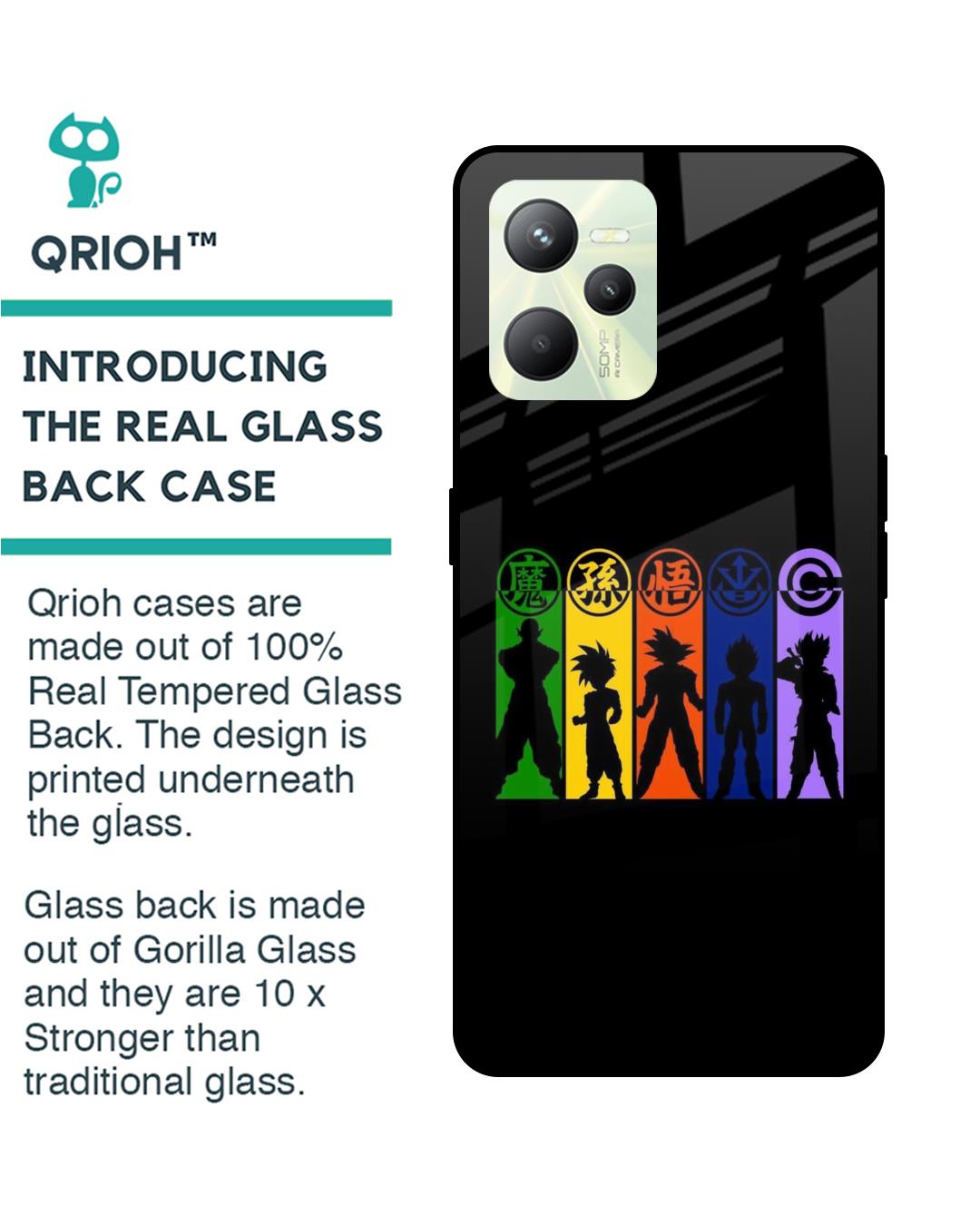 Shop Dragon Ball Z Silhouettes Premium Glass Case for Realme C35(Shock Proof, Scratch Resistant)-Back