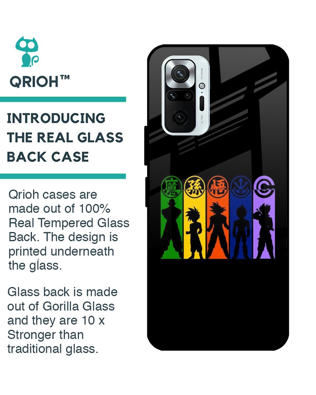 Shop Dragon Ball Z Silhouettes Premium Glass Case for Redmi Note 10 Pro (Shock Proof,Scratch Resistant)-Back