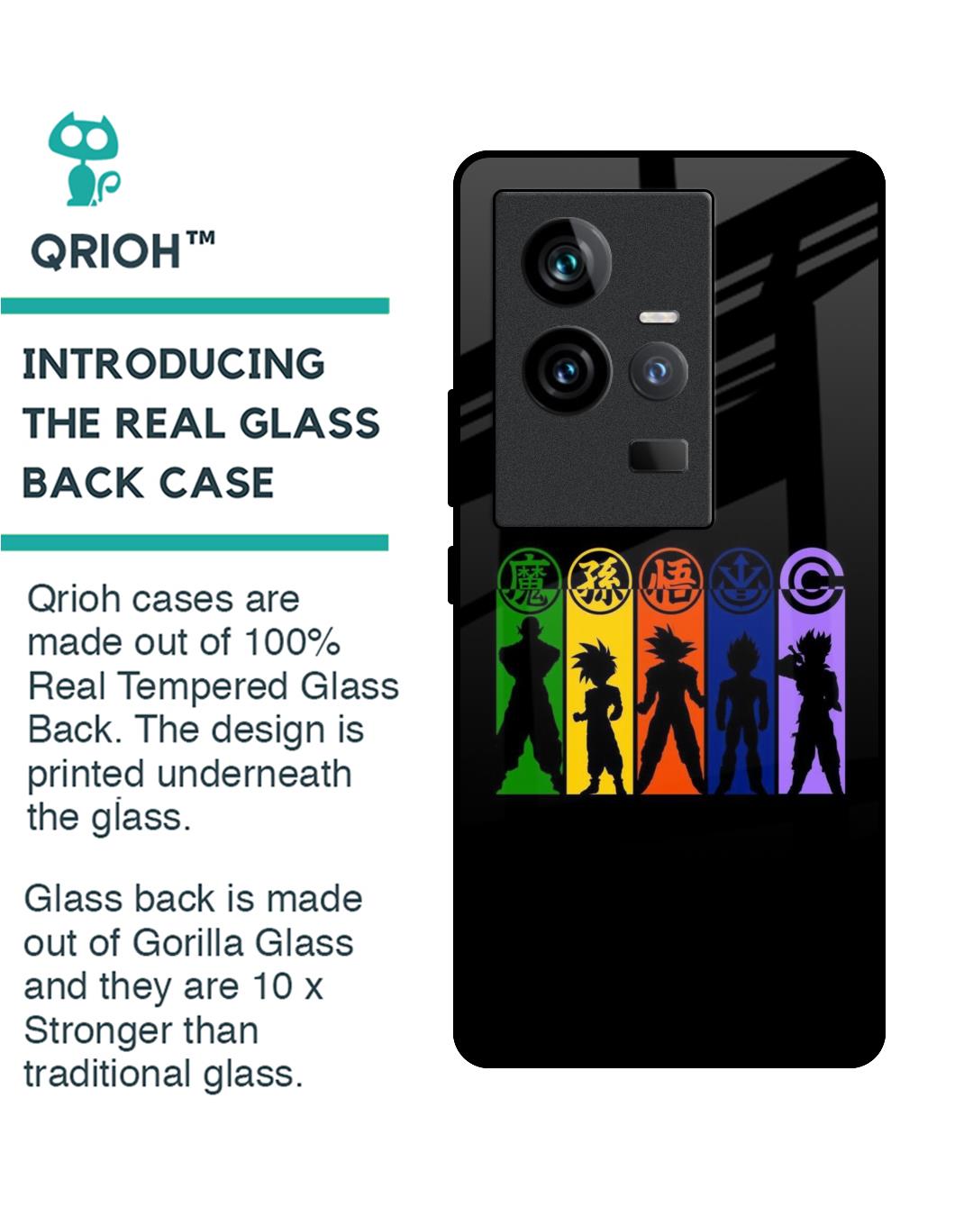 Shop Dragon Ball Z Silhouettes Premium Glass Case for Vivo iQOO 11 (Shock Proof,Scratch Resistant)-Back