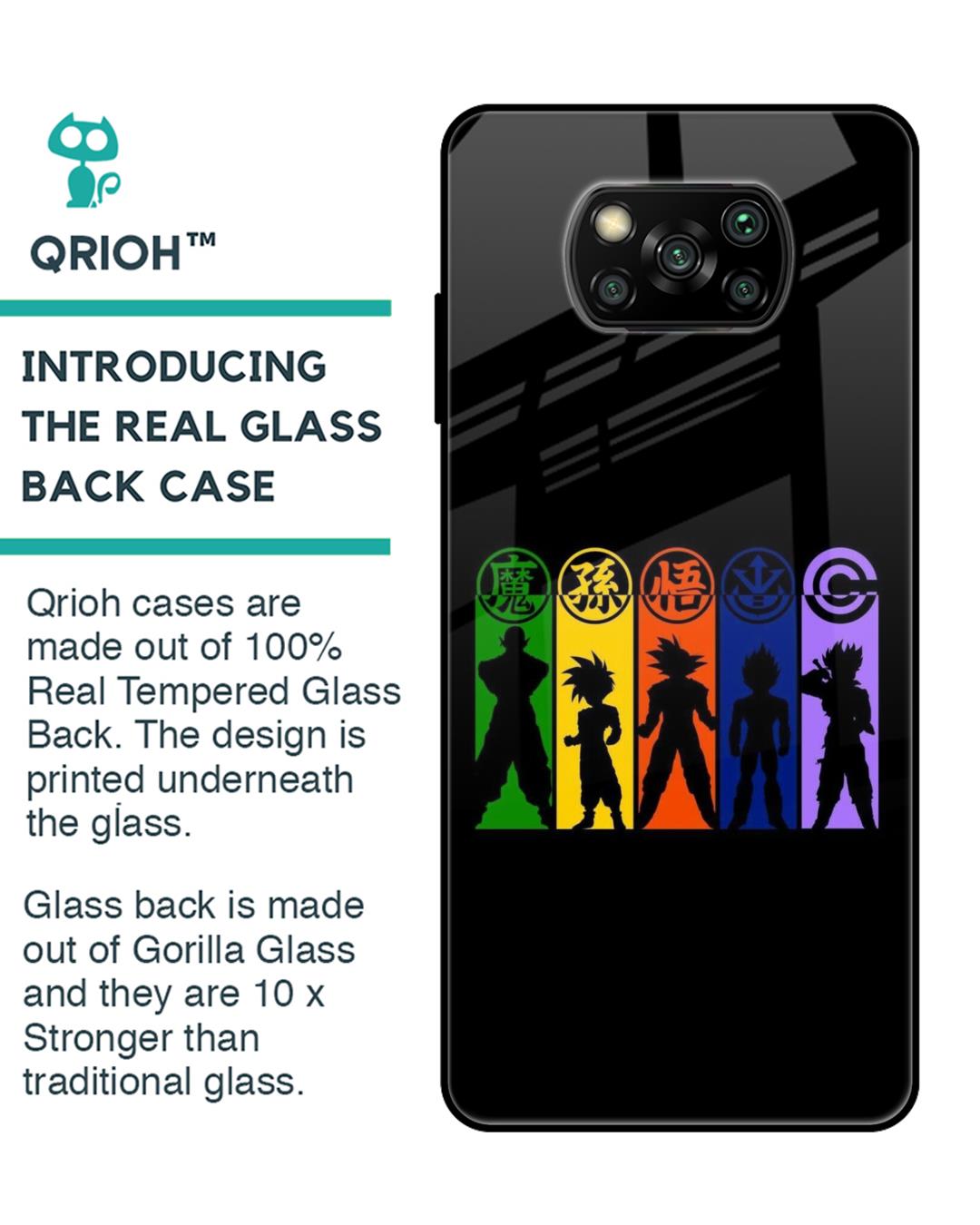 Shop Dragon Ball Z Silhouettes Premium Glass Case for Xiaomi Poco x3 (Shock Proof, Scratch Resistant)-Back