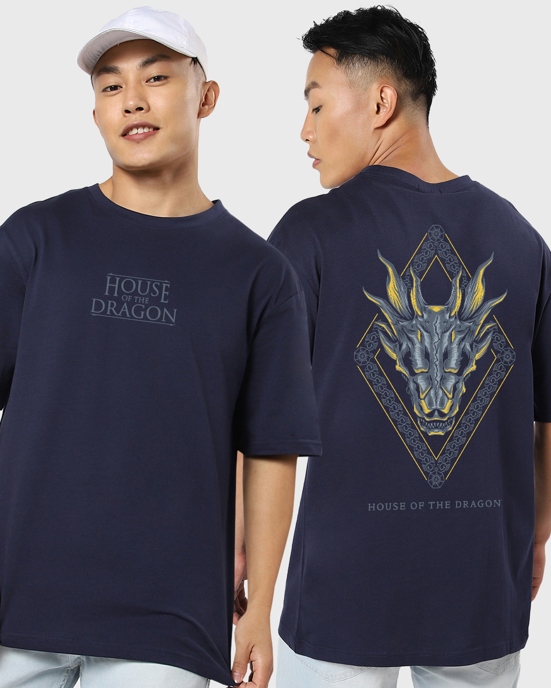 Buy Men's Blue House Of The Dragon Blood Graphic Printed Oversized T ...